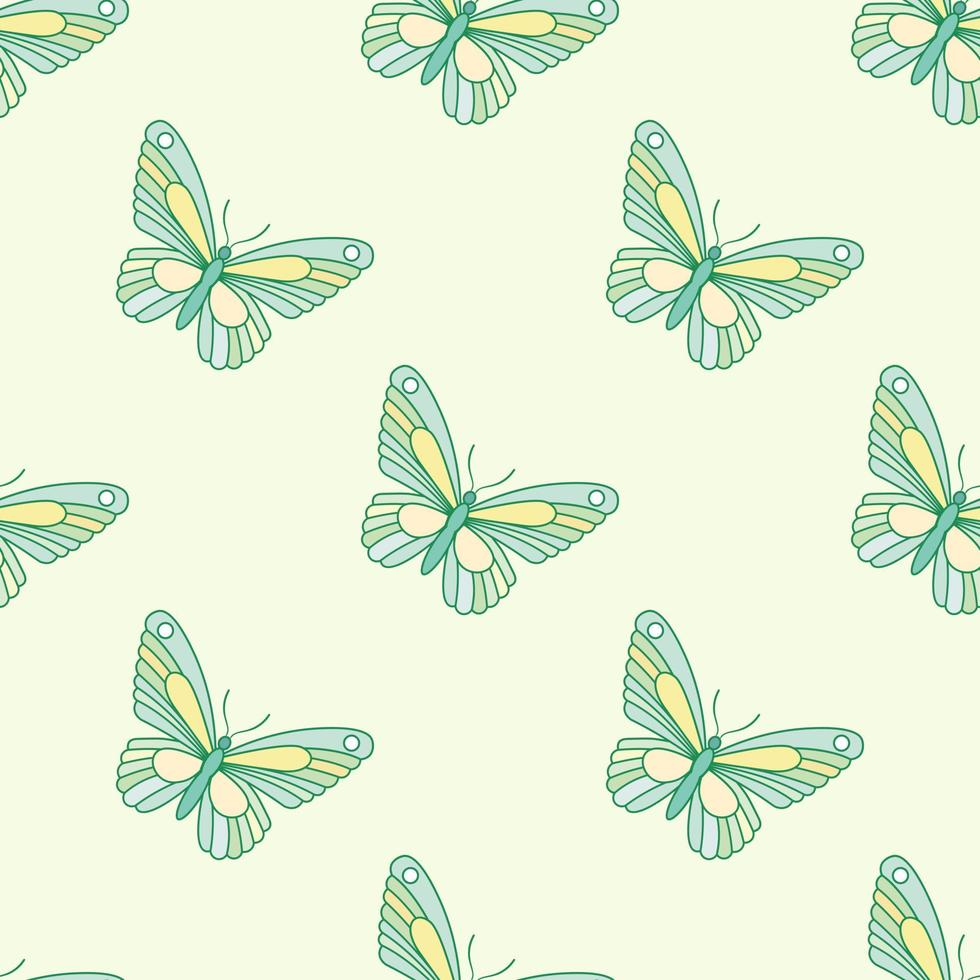 Green butterfly vector repeat pattern