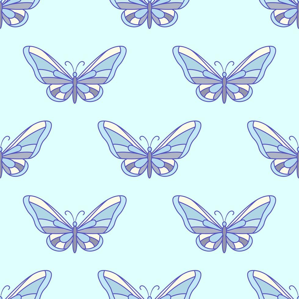 Blue butterfly vector repeat pattern