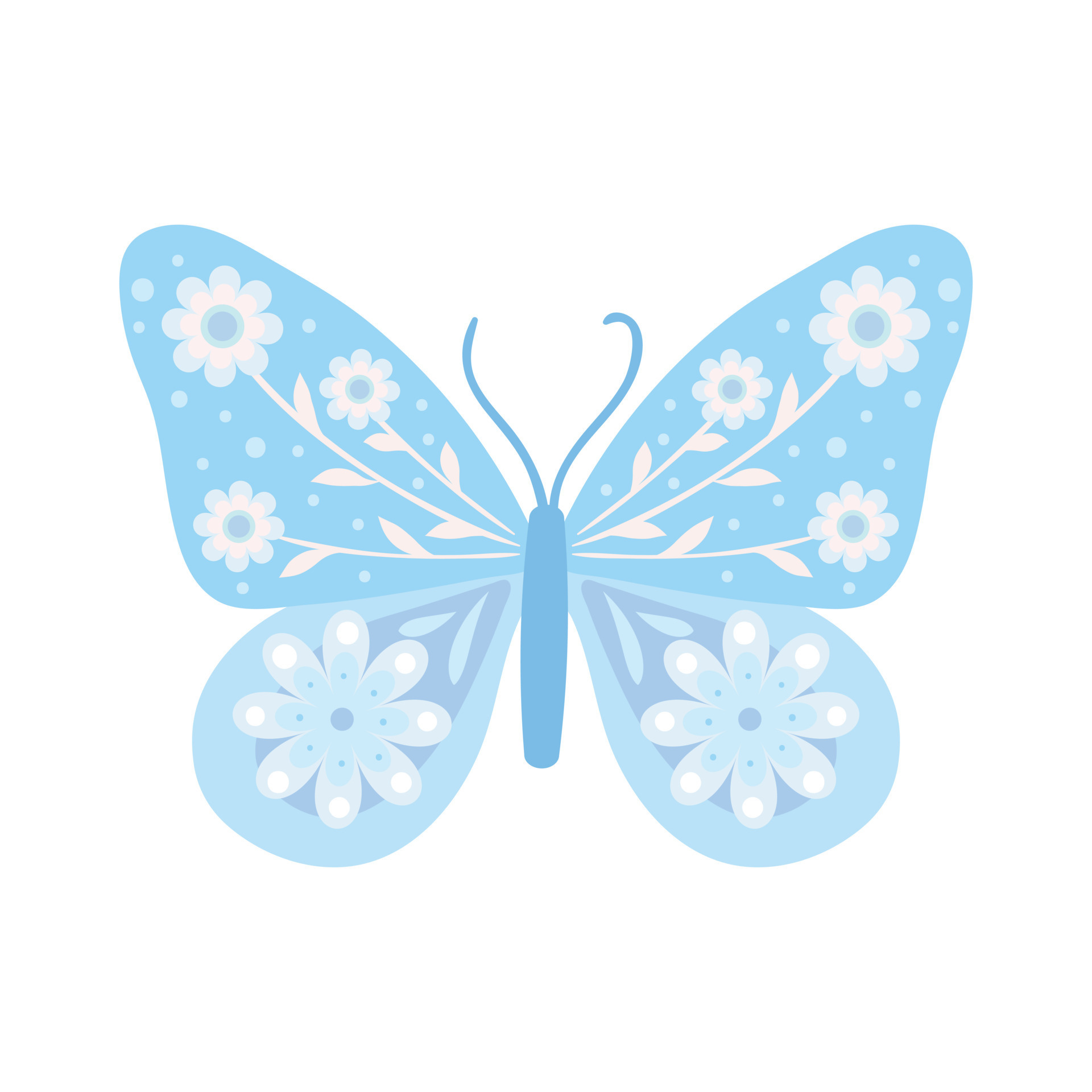 Blue butterfly clip art with floral decorations 14634020 Vector Art at