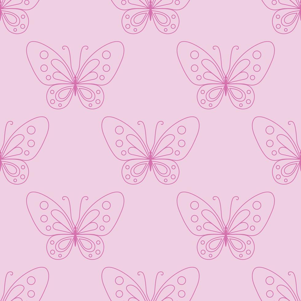 All pink butterfly repeat pattern vector