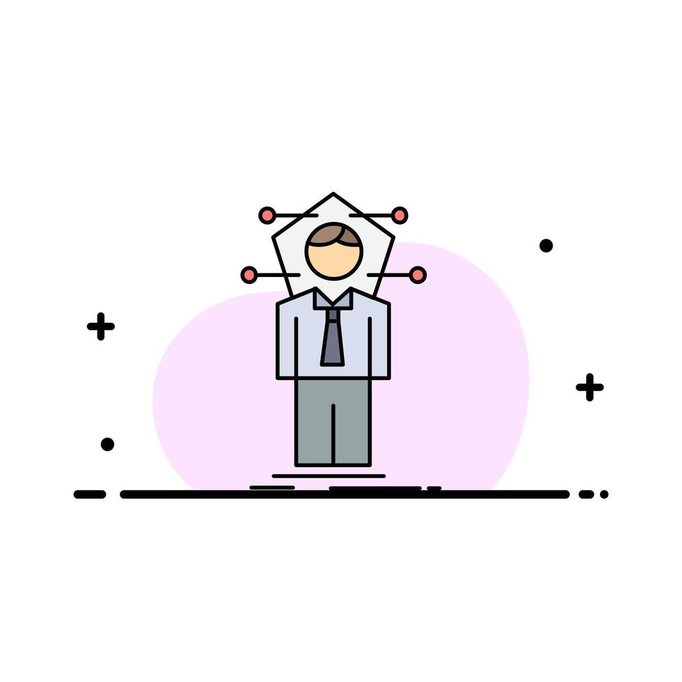 Business connection human network solution Flat Color Icon Vector
