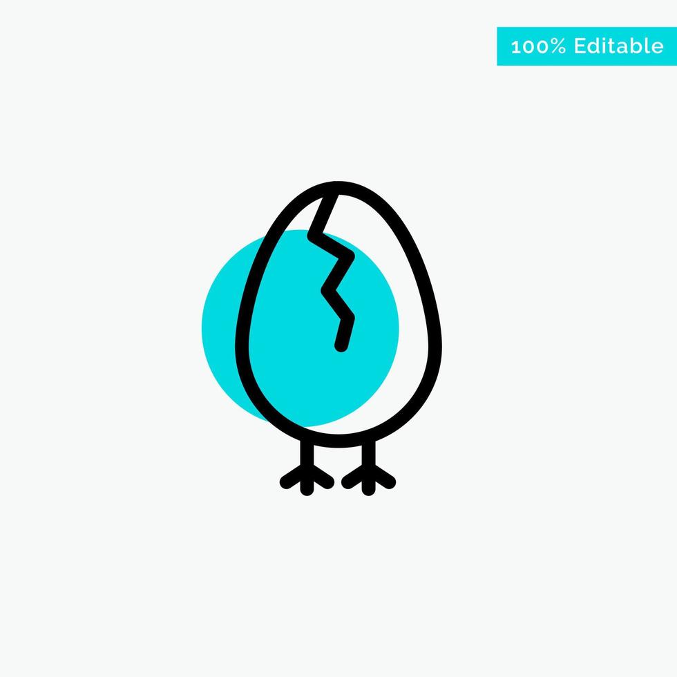 Chicken Easter Baby Happy turquoise highlight circle point Vector icon