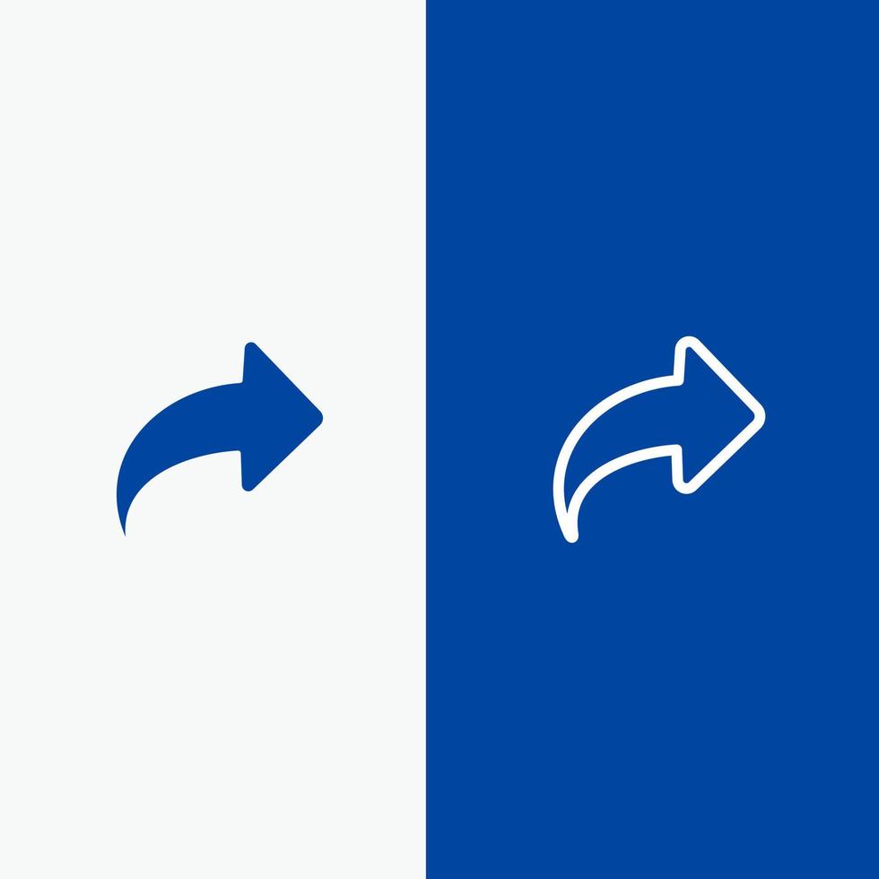 Arrow Direction Right Forward Line and Glyph Solid icon Blue banner Line and Glyph Solid icon Blue banner vector