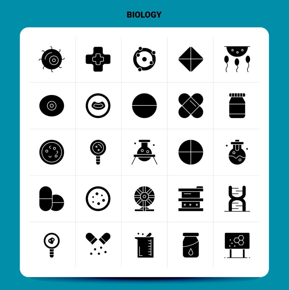 Solid 25 Biology Icon set Vector Glyph Style Design Black Icons Set Web and Mobile Business ideas design Vector Illustration