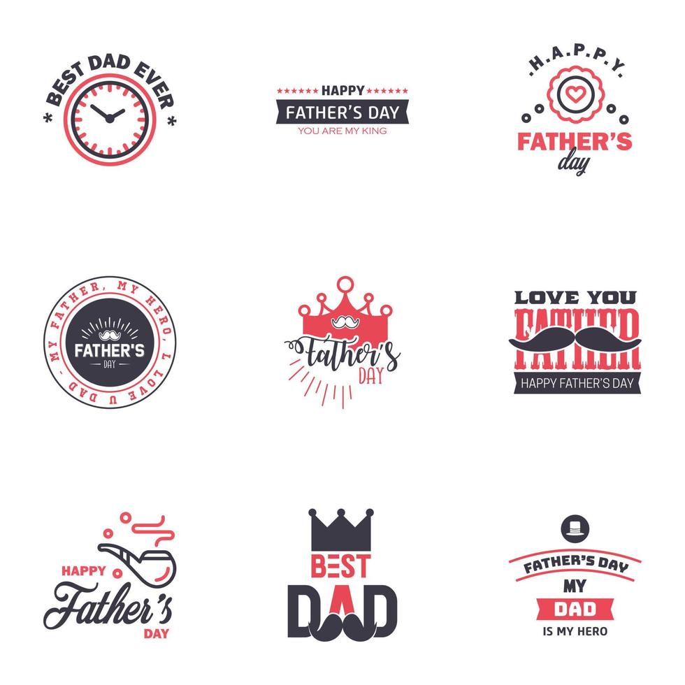 Happy fathers day 9 Black and Pink Lettering happy fathers day Editable Vector Design Elements