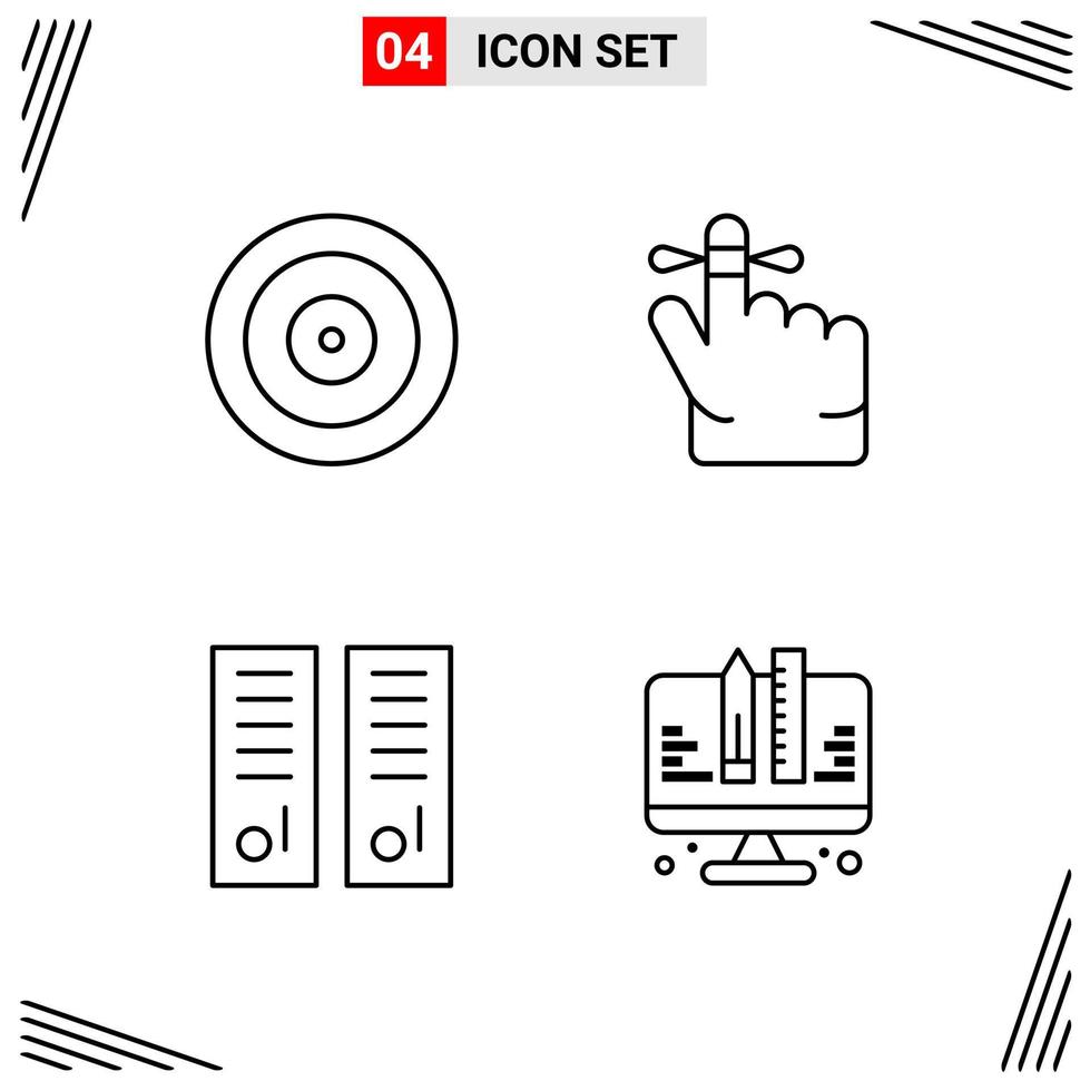 4 iconos estilo de línea cuadrícula basada en símbolos de contorno creativo para el diseño de sitios web signos de icono de línea simple aislados en fondo blanco 4 conjunto de iconos vector
