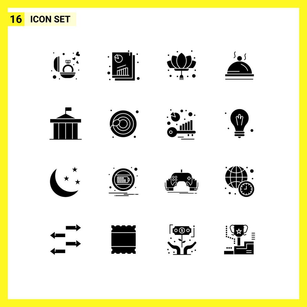 conjunto de 16 iconos modernos de la interfaz de usuario signos de símbolos para el plato de servicio informe seo hotel nuevos elementos de diseño vectorial editables vector