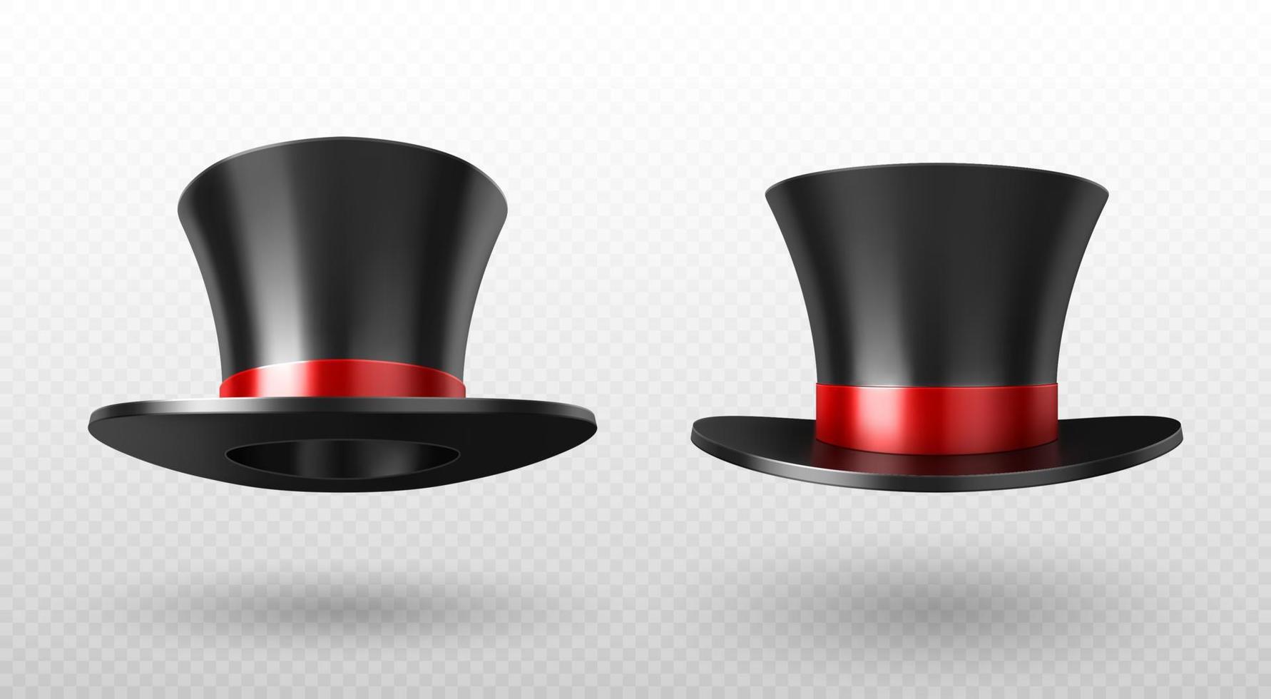 Magician top hat, black vintage cylinder cap. vector