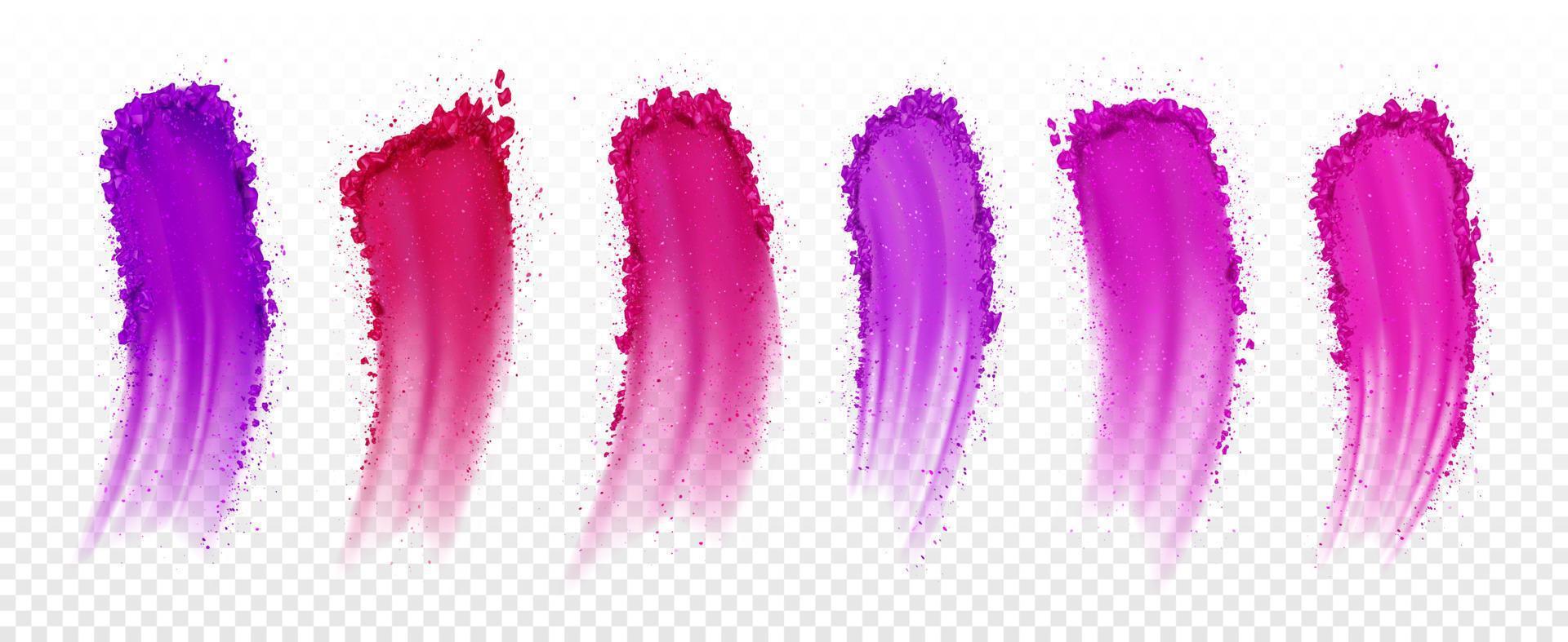 Eyeshadow swatches, smears of dry blush for makeup vector