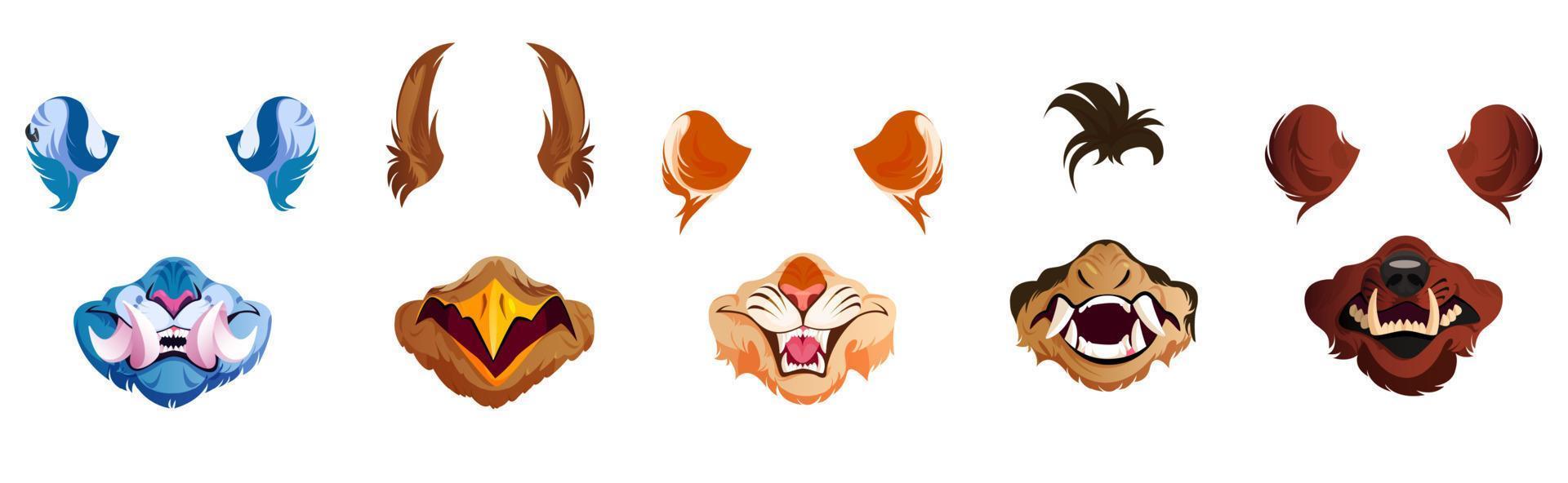 filtro facial con máscaras de animales para video chat vector