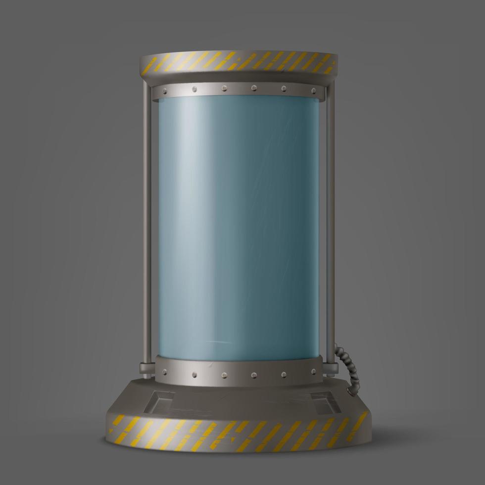 Cryonics capsule, futuristic container in lab vector