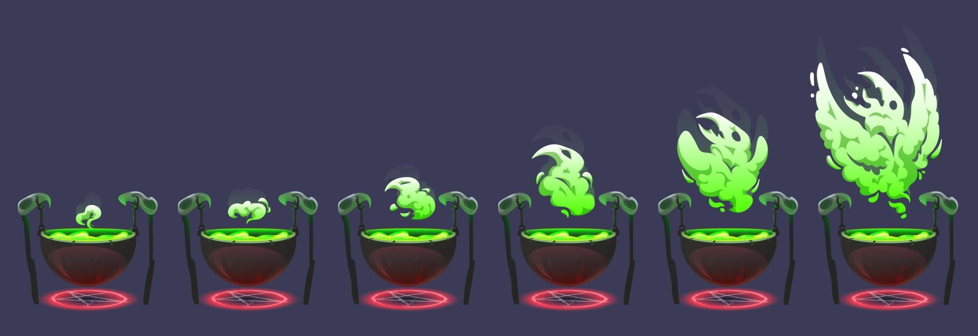 Witch cauldron with magic potion and smoke vector