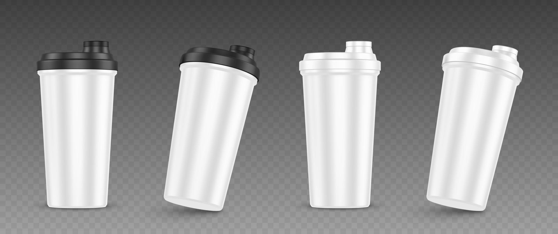 Protein shaker, cup for sports nutrition, mockup vector