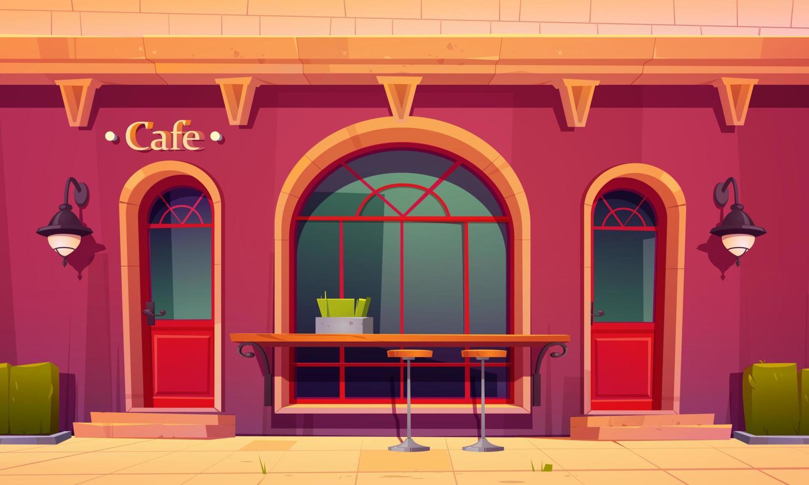 City cafe, coffee house exterior with bar counter vector