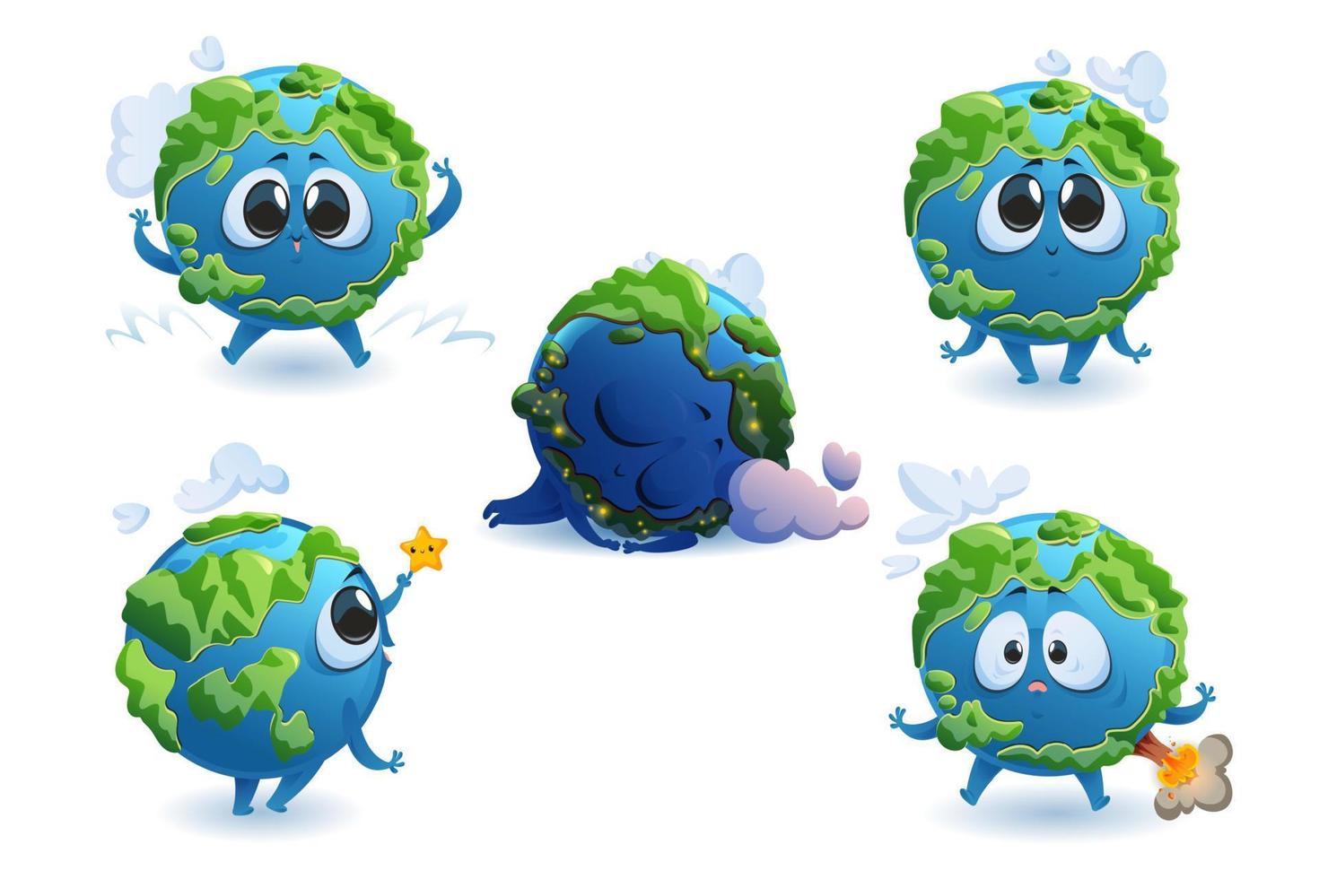 Earth cartoon character, cute funny planet mascot vector