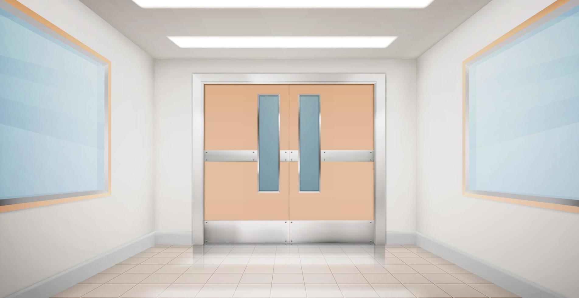 puertas en el pasillo del hospital, laboratorio o escuela vector