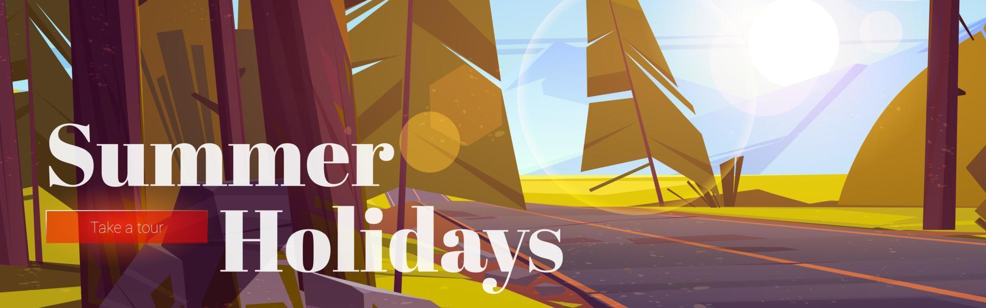 Summer holidays poster with forest landscape vector