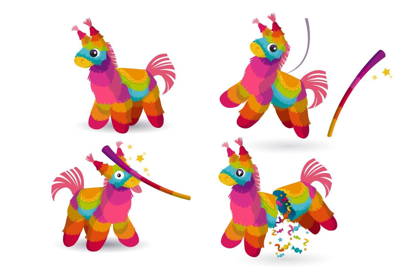 Rainbow pinata for birthday party, mexican holiday vector