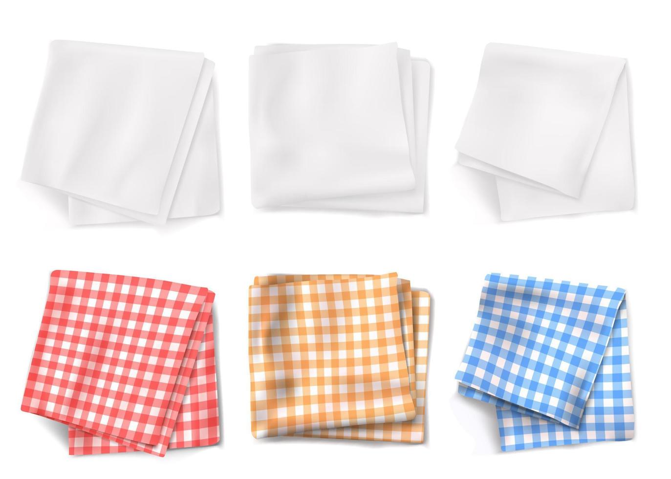 Gingham tablecloths and white kitchen towels vector