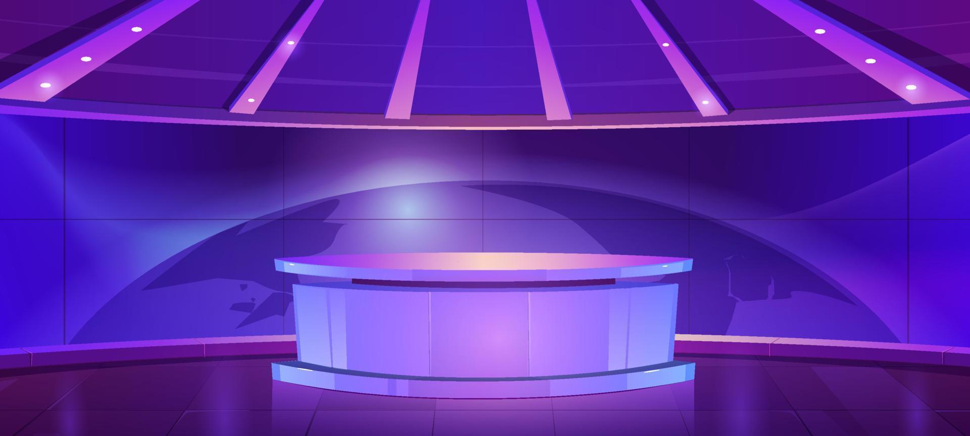 Tv news studio, television broadcast set room vector