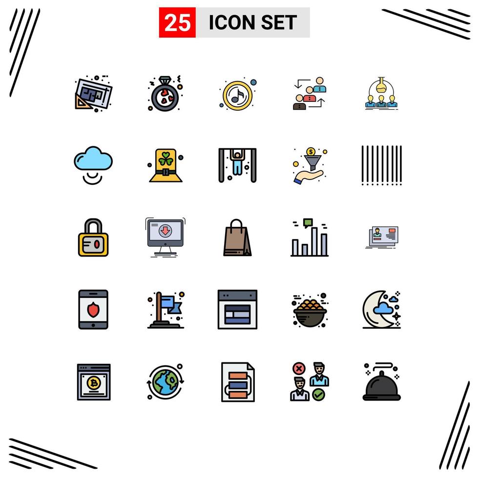 25 Thematic Vector Filled line Flat Colors and Editable Symbols of promotion employee proposal advancement sound Editable Vector Design Elements