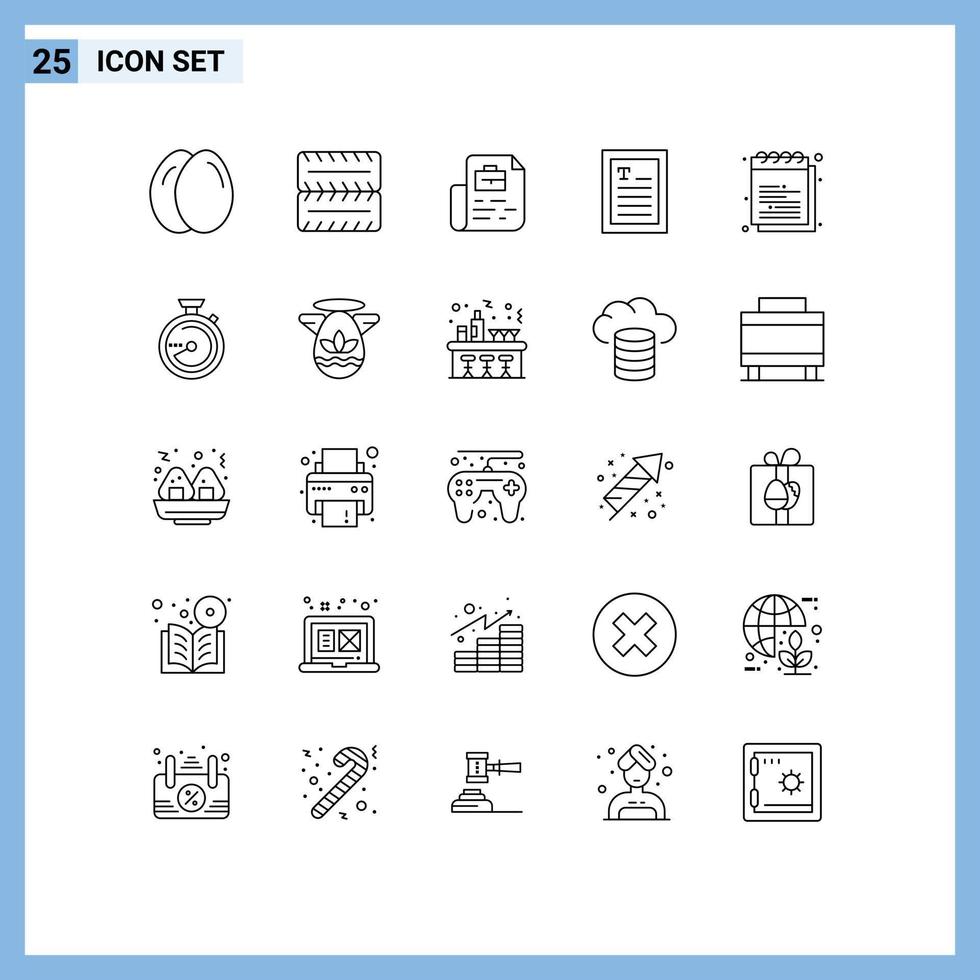 Modern Set of 25 Lines Pictograph of browse study bag notes academy Editable Vector Design Elements