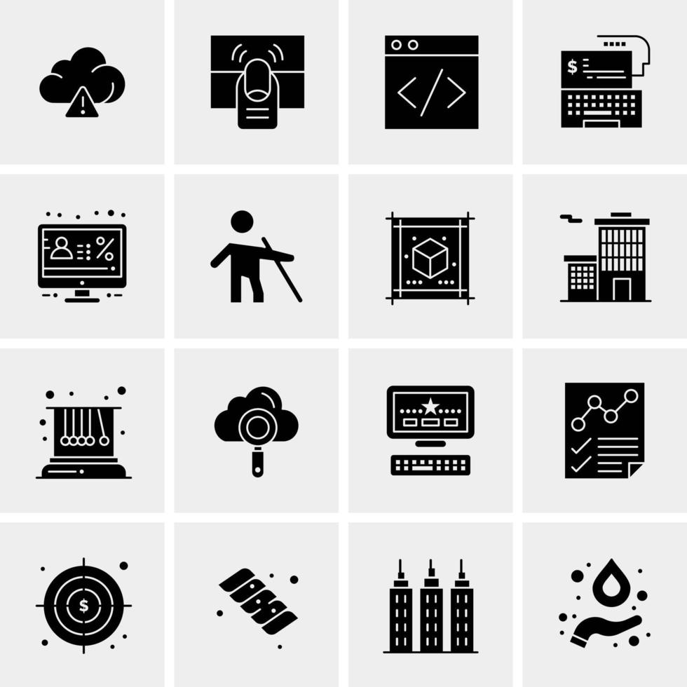 16 iconos de negocios universales vector ilustración de icono creativo para usar en proyectos relacionados con la web y dispositivos móviles