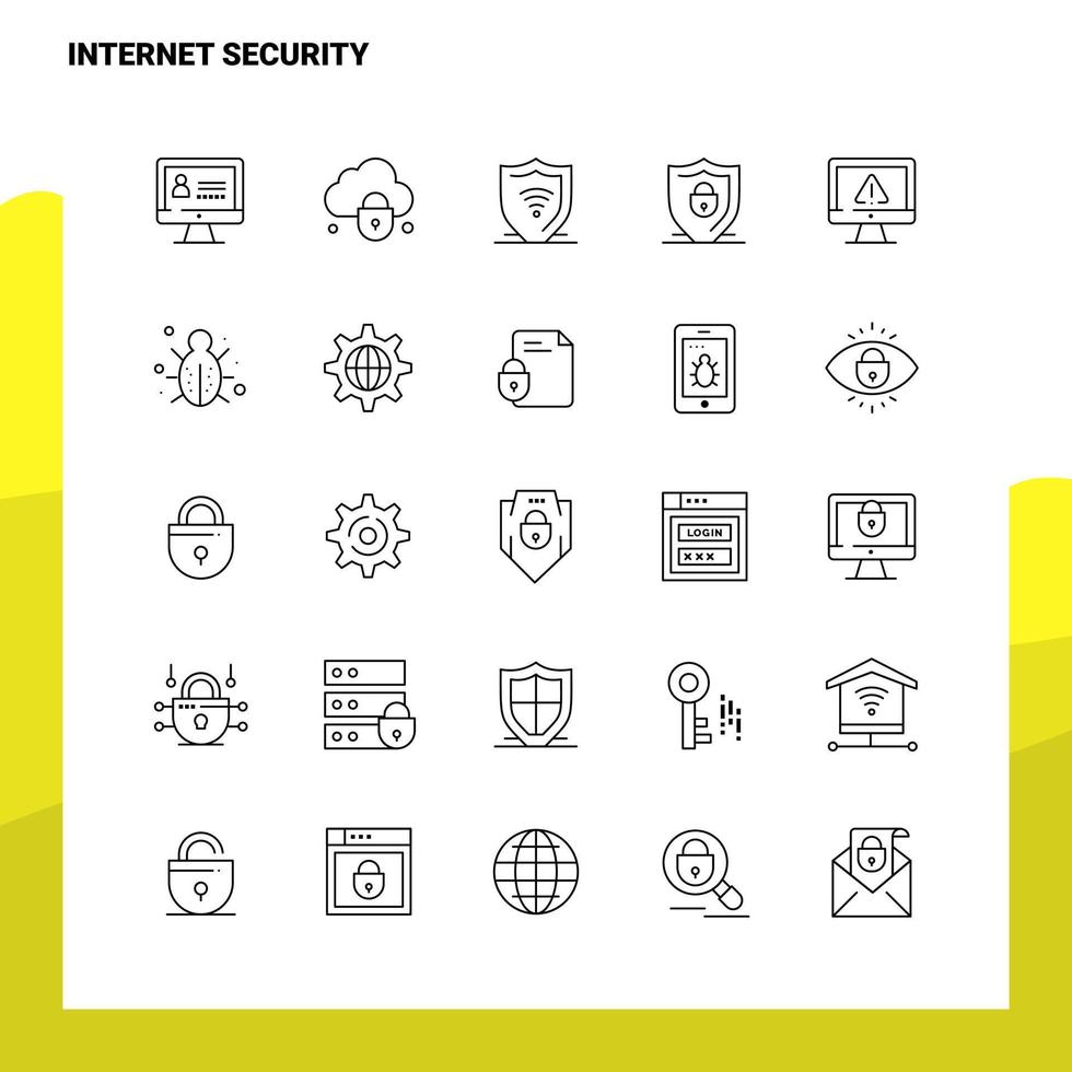 Set of Internet Security Line Icon set 25 Icons Vector Minimalism Style Design Black Icons Set Linear pictogram pack