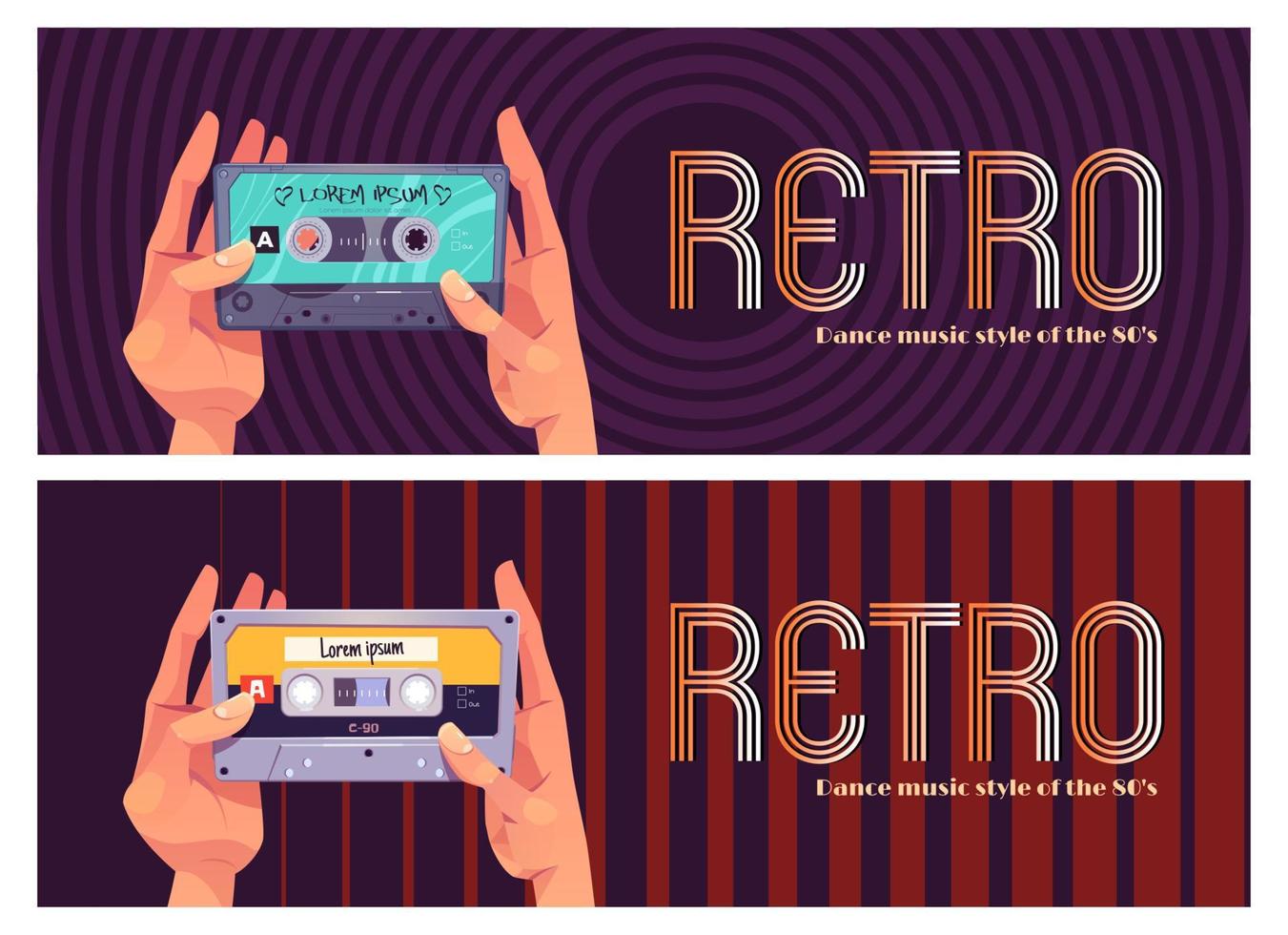 Retro dance music style of 80s banner vector