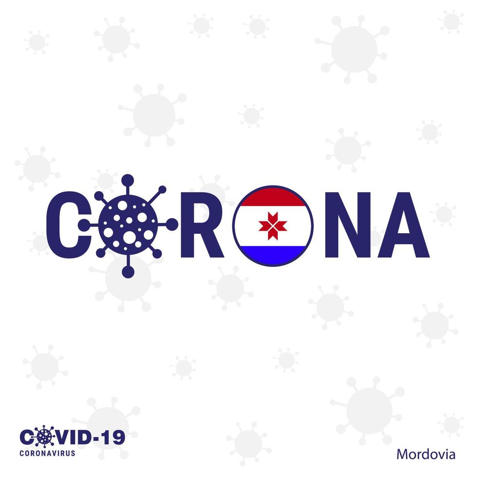 Mordovia Coronavirus Typography COVID19 country banner Stay home Stay Healthy Take care of your own health vector