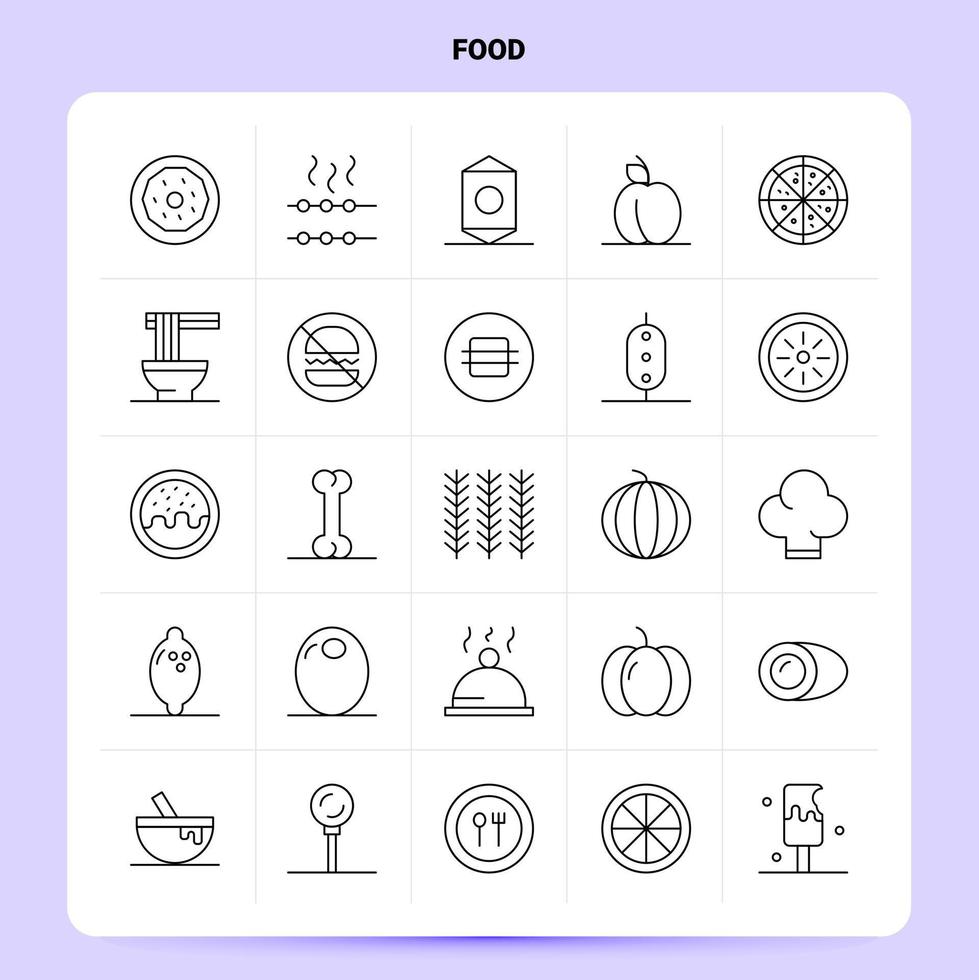 contorno 25 conjunto de iconos de alimentos diseño de estilo de línea vectorial conjunto de iconos negros paquete de pictogramas lineales diseño de ideas de negocios web y móviles ilustración vectorial vector