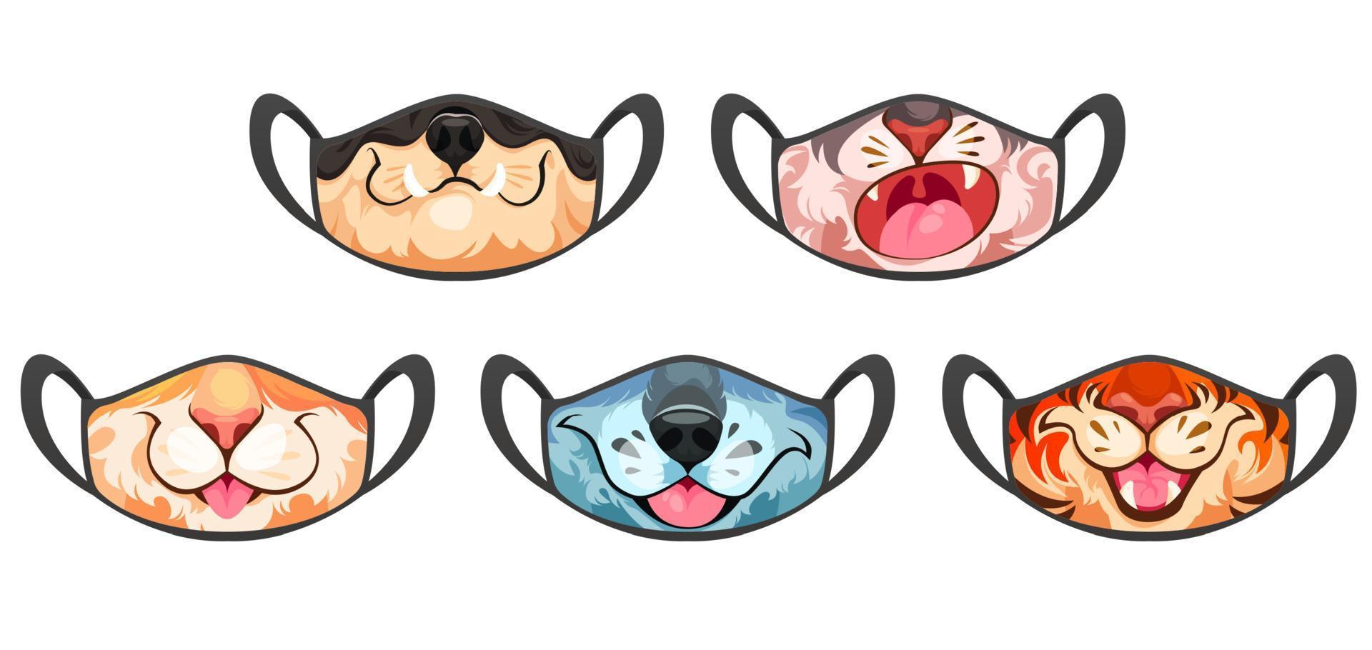 Face mask with funny animal mouth vector