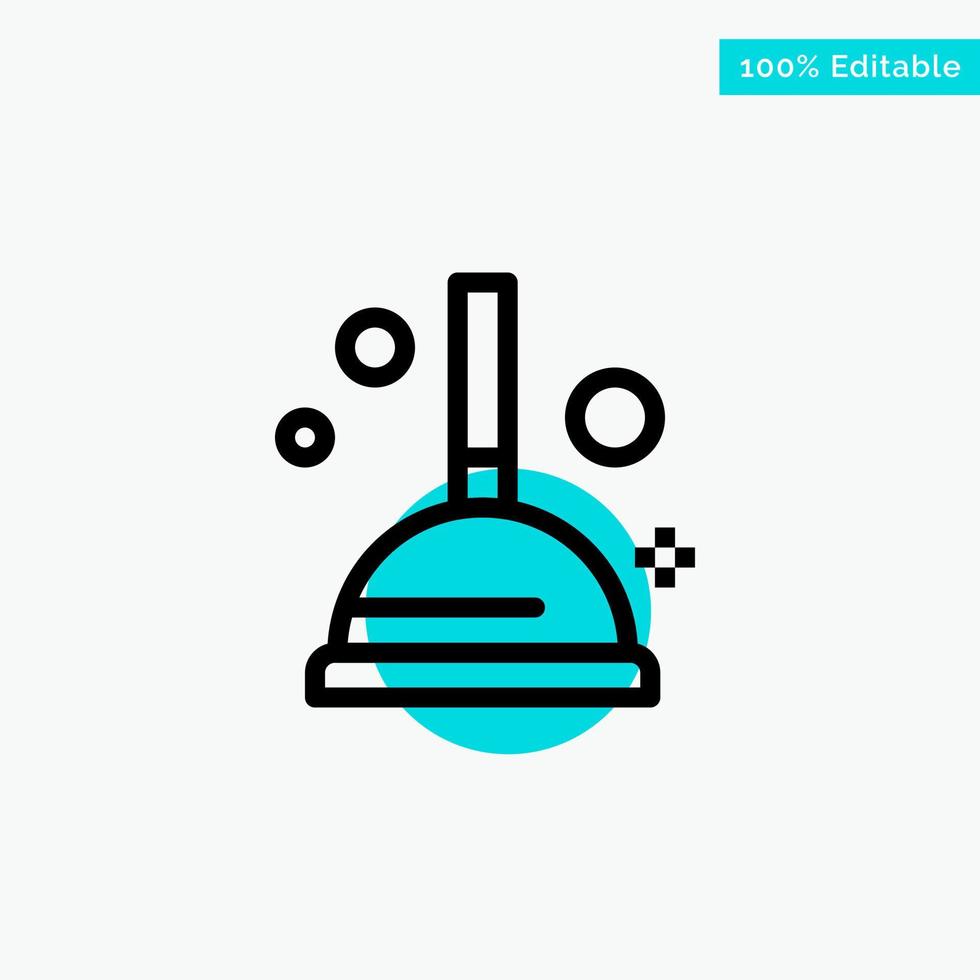 Cleaning Improvement Plunger turquoise highlight circle point Vector icon