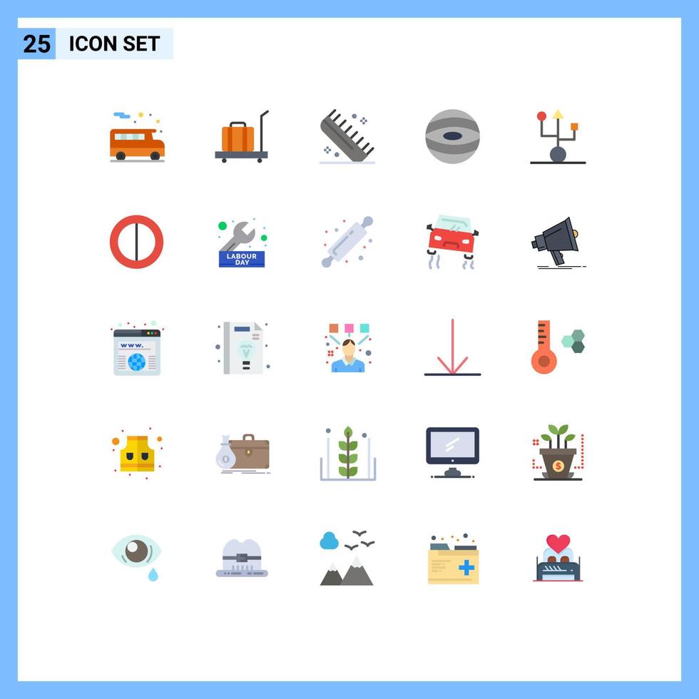 Mobile Interface Flat Color Set of 25 Pictograms of gadget computers comb space jupiter Editable Vector Design Elements