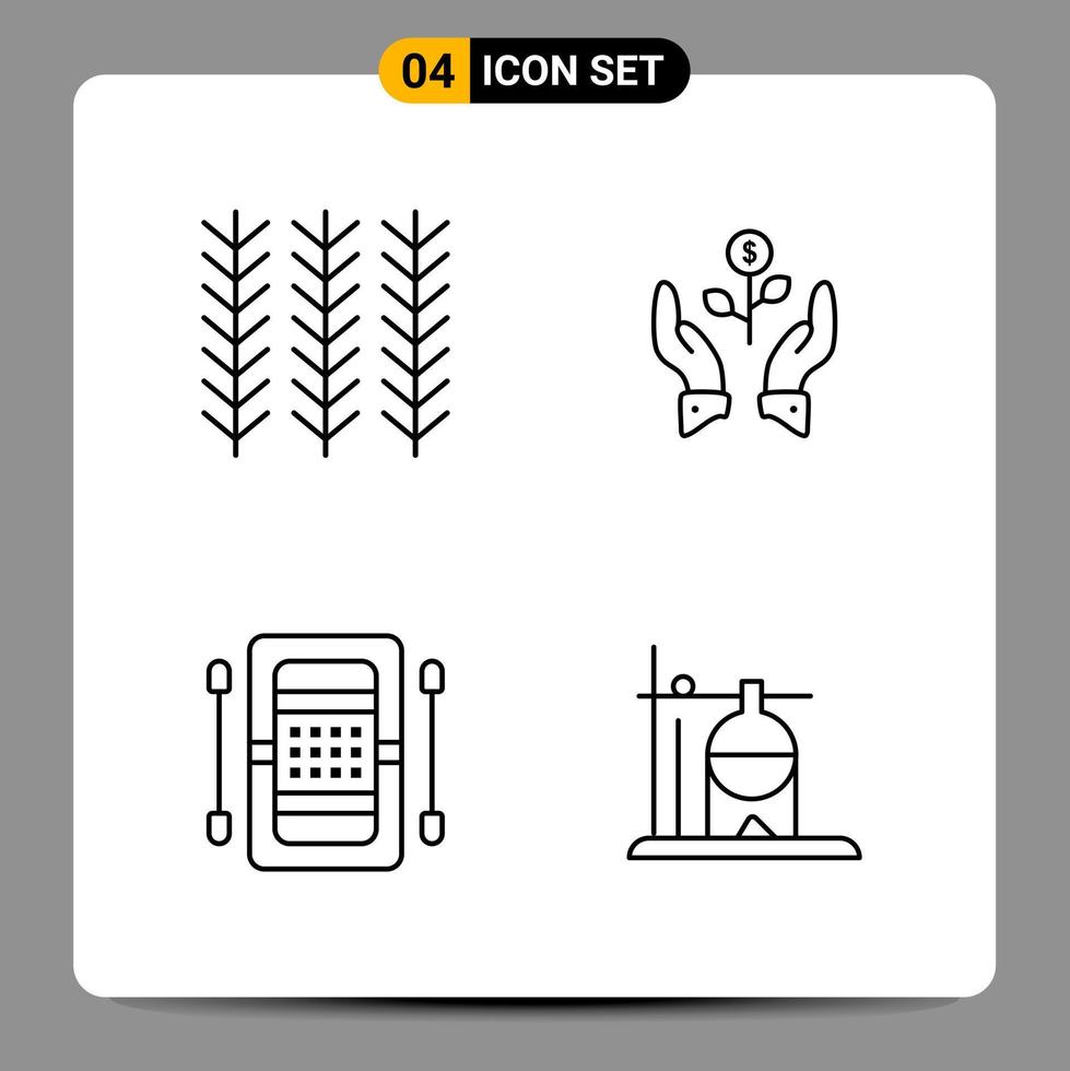 4 Black Icon Pack Outline Symbols Signs for Responsive designs on white background 4 Icons Set Creative Black Icon vector background