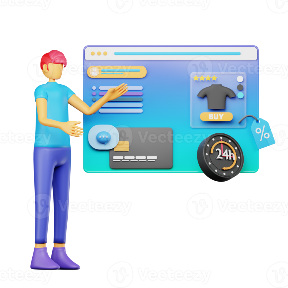 3d character online shop illustration png