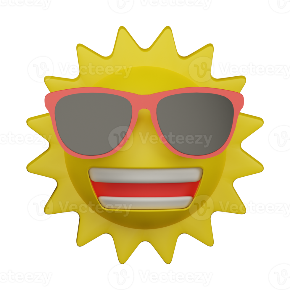 3D-Lächeln Sonne mit Sonnenbrille Sommer-Symbol png