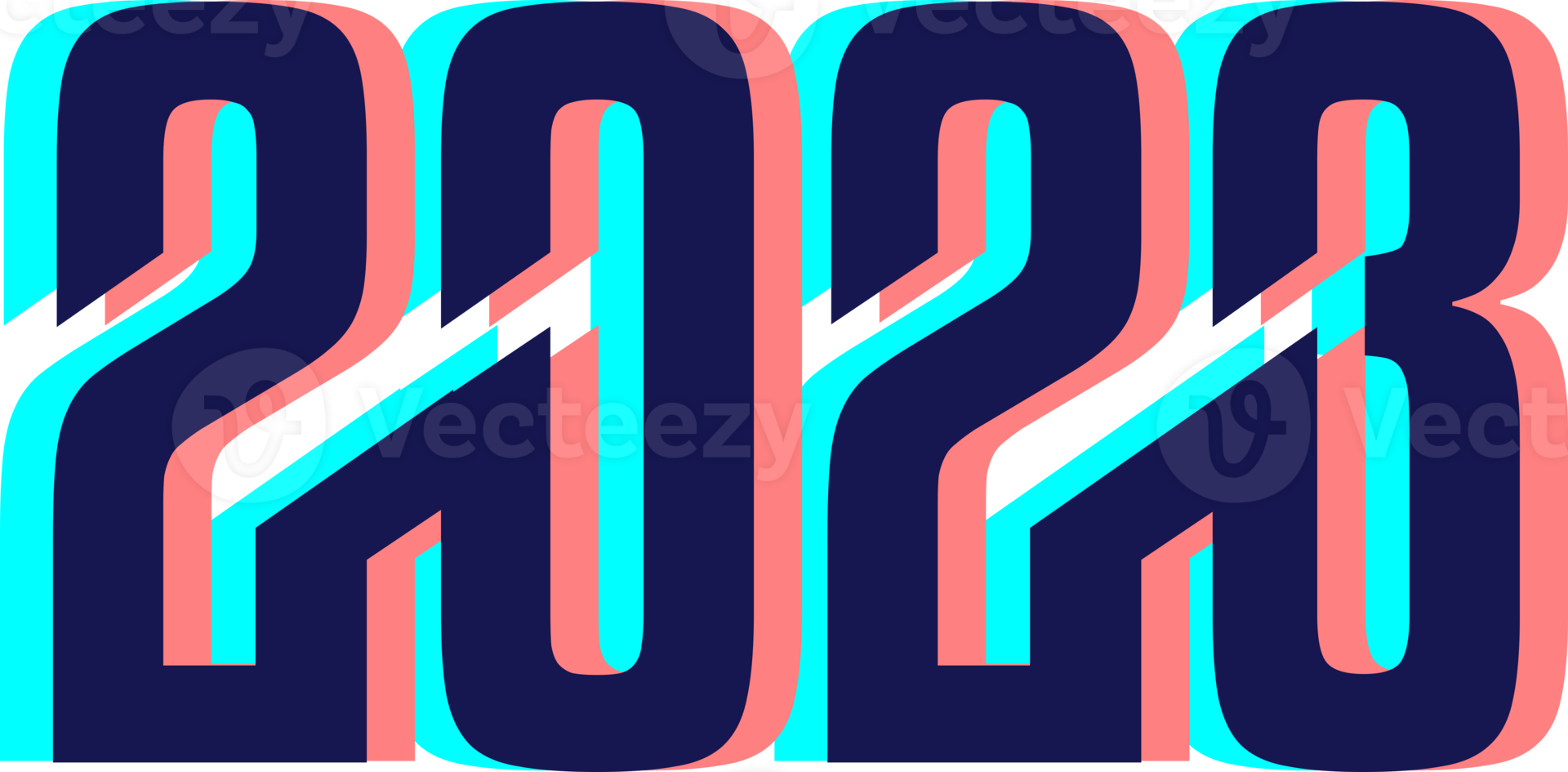 new year 2023 glitch text png