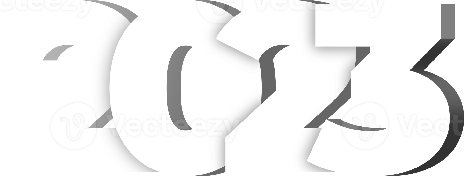 Texto de año nuevo 2023 blanco 3d png