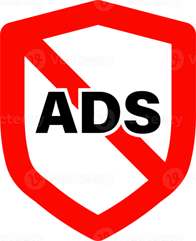 Ad block icon in red colors. No ads signs button. png