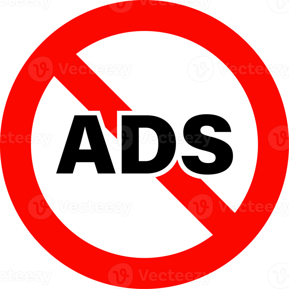 Anzeigenblock-Symbol in roten Farben. Keine Anzeigenzeichen-Schaltfläche. png