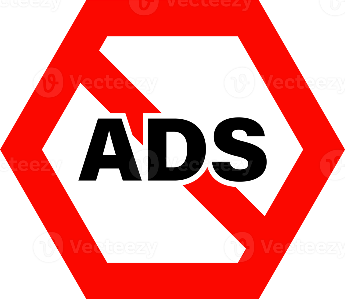Anzeigenblock-Symbol in roten Farben. Keine Anzeigenzeichen-Schaltfläche. png