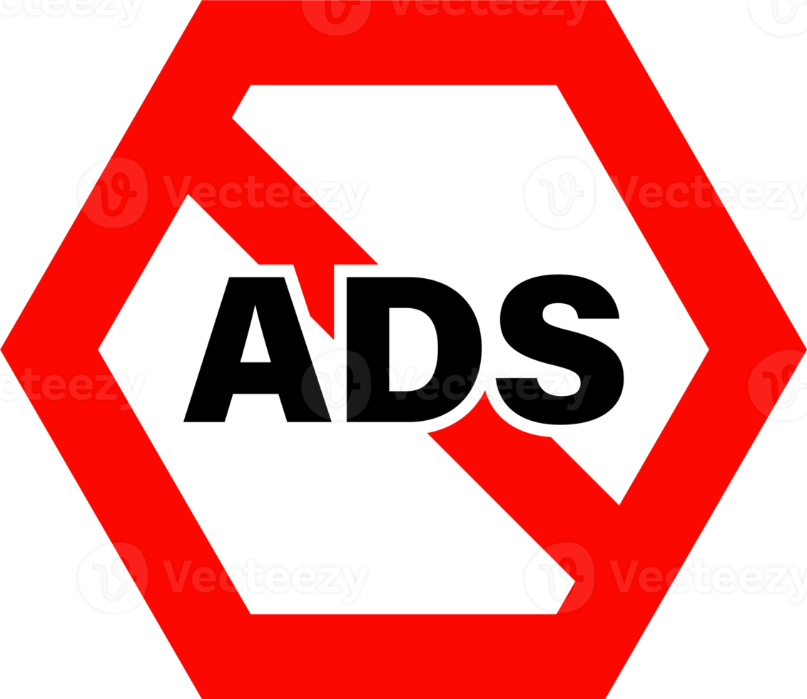 icono de bloque de anuncios en colores rojos. sin botón de signos de anuncios. png