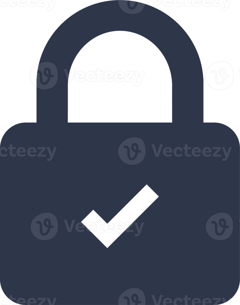 icono de candado con símbolo de marca de verificación. señal de bloqueo de seguridad. png