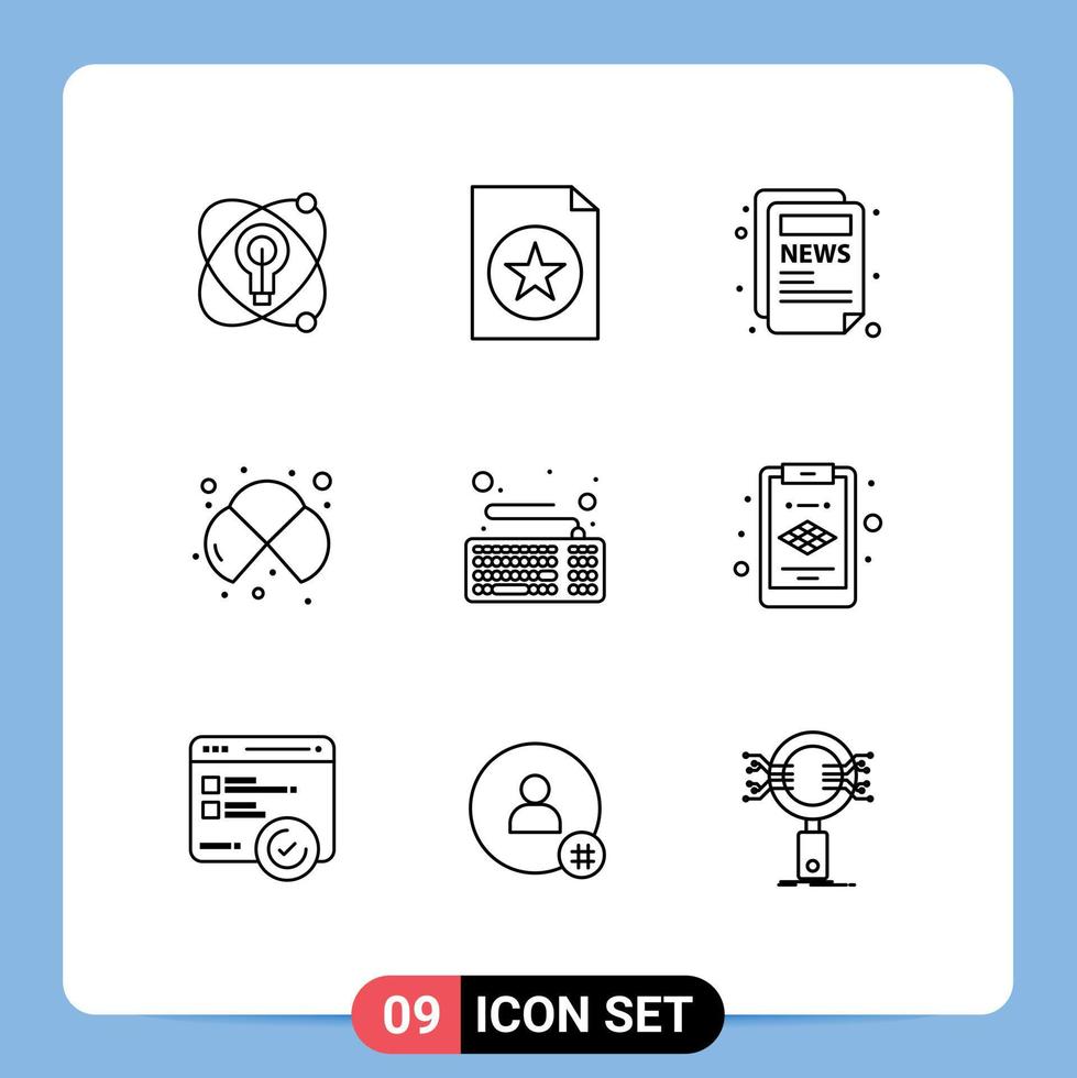 Pictogram Set of 9 Simple Outlines of hardware computer blog lab chemistry Editable Vector Design Elements