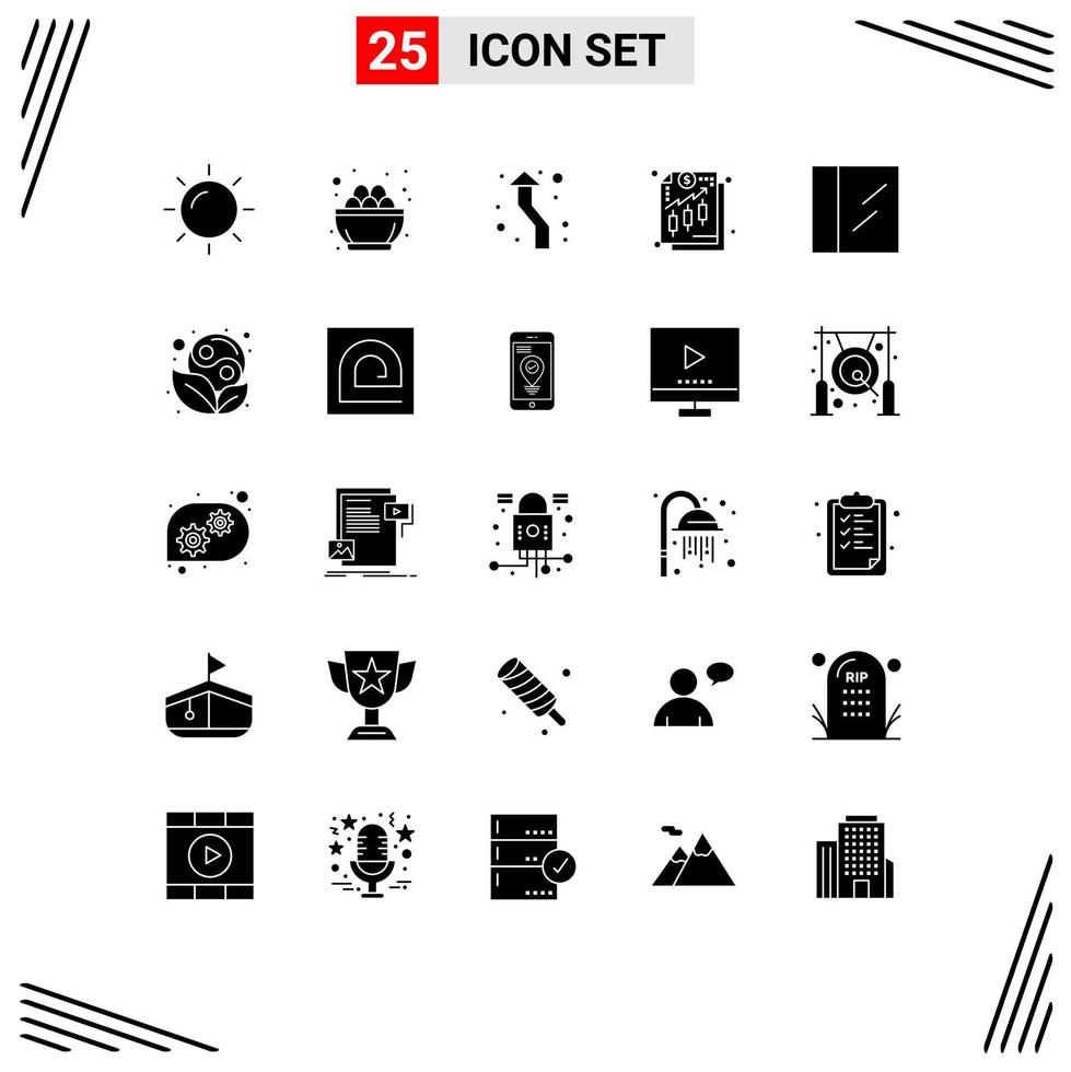 Modern Set of 25 Solid Glyphs and symbols such as cocaine income arrow finance round Editable Vector Design Elements
