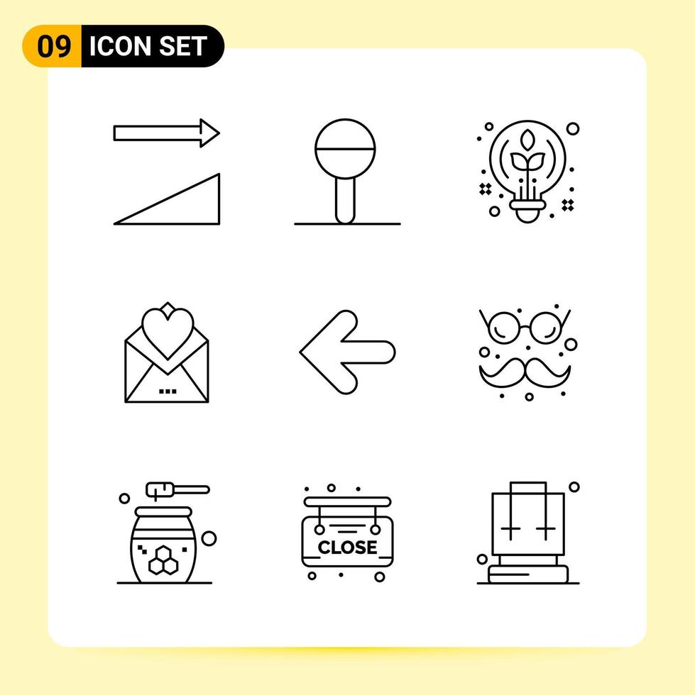 9 Creative Icons for Modern website design and responsive mobile apps 9 Outline Symbols Signs on White Background 9 Icon Pack vector