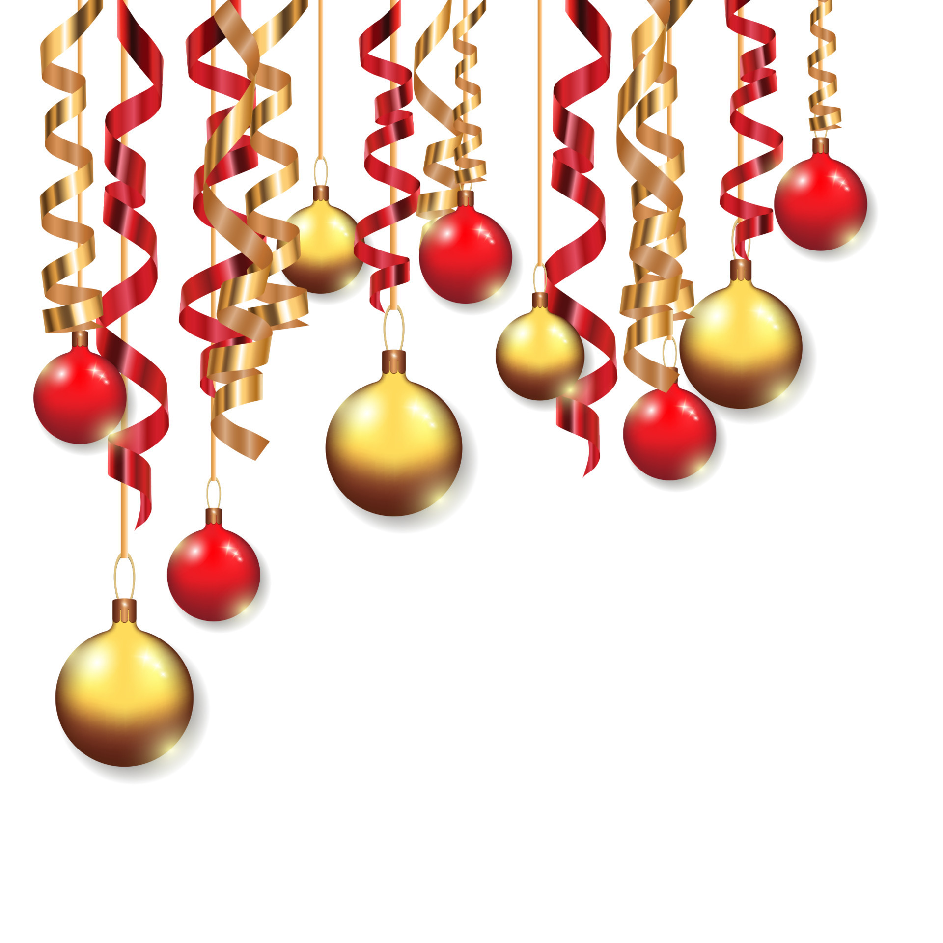 Christmas background with gold streamers and star Vector Image