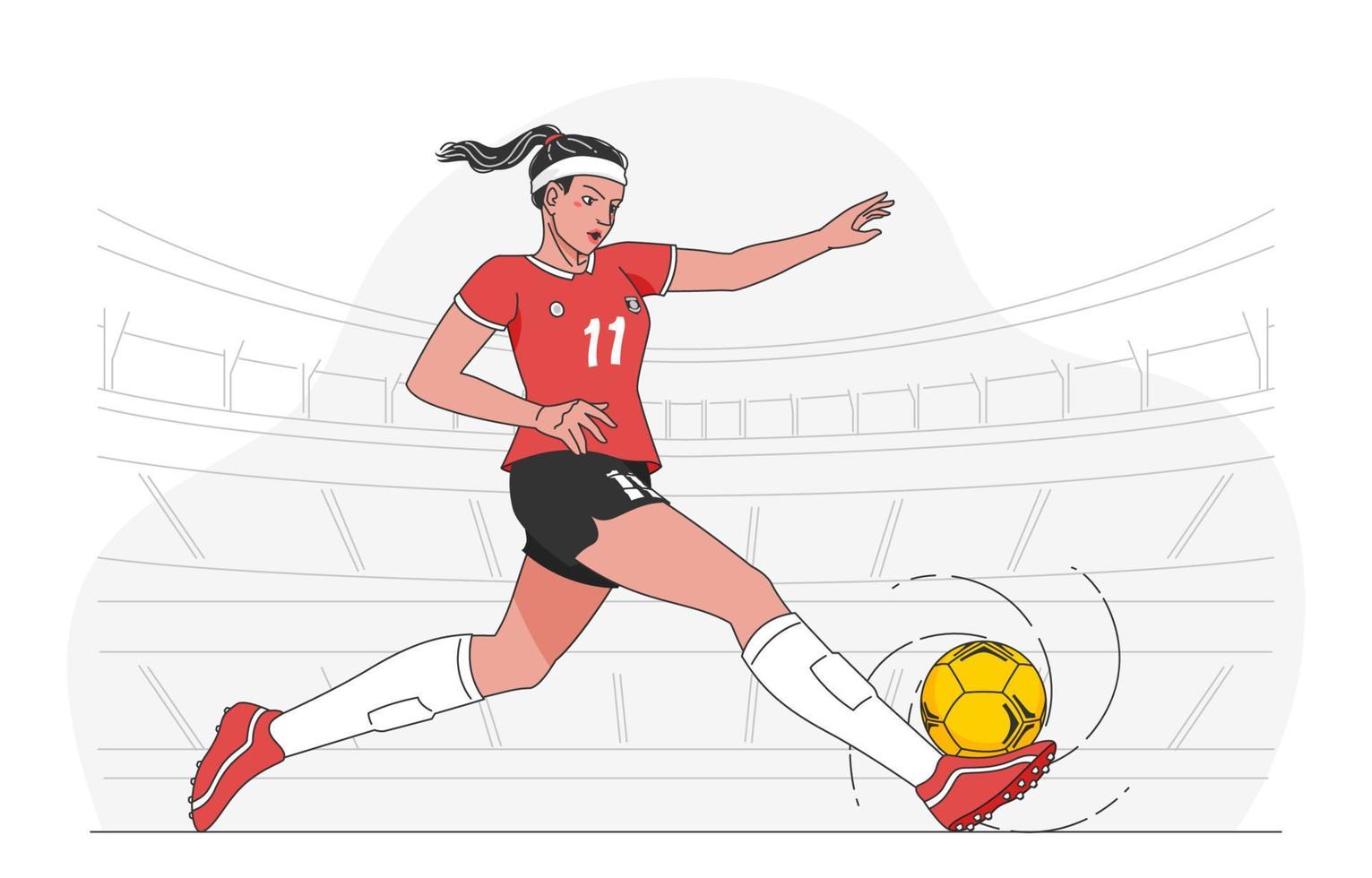 Young Female Athlete Dribbling the Soccer Ball vector