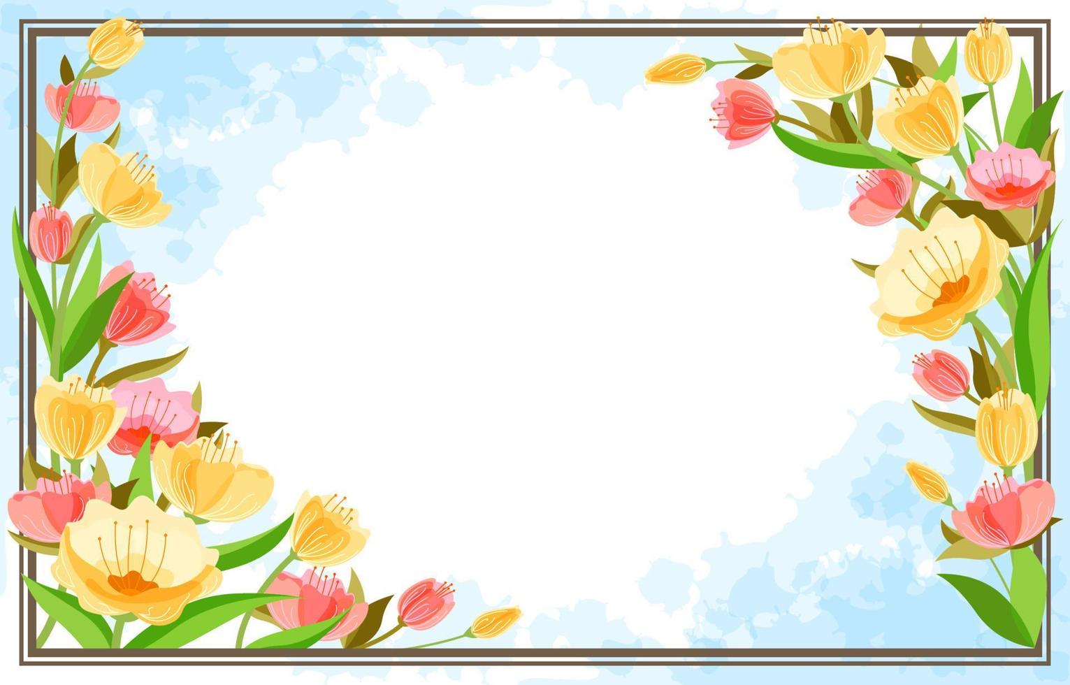 Beautiful Yellow and Pink Flower Border Background vector